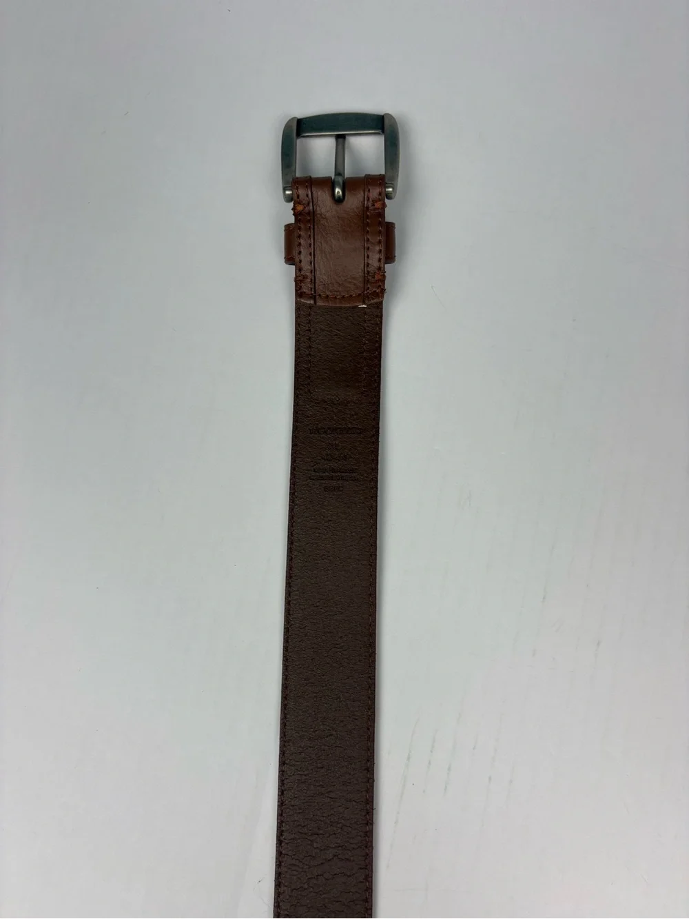 Columbia Men XL 42 44 Belt Brown Leather Silver Tone Buckle Adjustable Casual